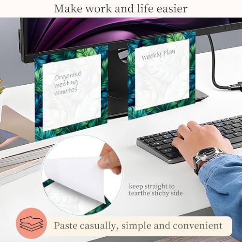 Sticky Notes 3x3 Inches, Cute Self-Stick Note Pads, Funny Memo Pads, Easy to Post Sticky Notes for Office, Home & Notebook Cute Green Leaf - color: Cute Green Leaf