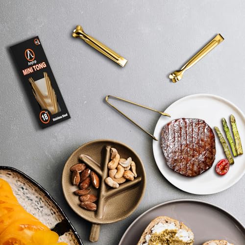 Mini Serving Tongs, Anytrp 18-Packs Stainless Steel Sugar Tongs, 4.3 inch Ice Tongs Kitchen Appetizers Tong for Coffee Bar, Tea Party, Desserts Party, Sugar and Ice Bucket - color: Gold-18pcs, size: 4.3inch
