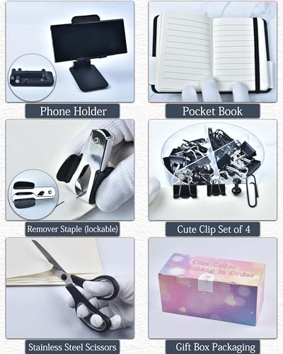 LXEVIHK Black Desk Accessories 21-Piece Office Supplies Gift Set - color: black