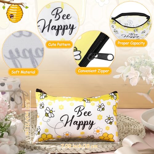 Eaasty 20 Pieces Bee Gift Set Cute Sticky Notes with Pens, Pencil Bags Makeup Bags, 3 x 4 Inch Animal Notepads, Funny 1.0 mm Ballpoint Pens, Office Pink Bow Party Supplies for Women - style: Bee