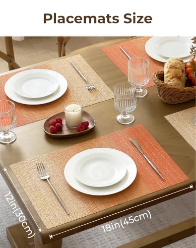 Leetaltree Woven Vinyl Fall Placemats Set of 4, Gradient Burnt Orange - color: D1- Gradient Orange-red, size: Set of 4