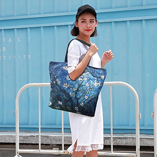 Beach Tote Bags Travel Shopping Bag With Zippered for Women - color: Sb-19