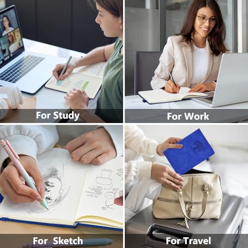 Blank Journal Notebook 5.9"×8.5", Leather Sketchbook,160 Pages Sketch book - color: Dark Blue, size: Blank Page