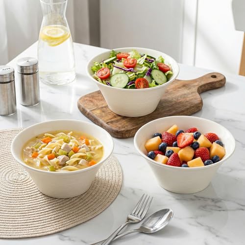Ceramic Ramen Bowls Set of 3, 34 oz Noodle Bowls, 8 Inch - size: Soup Bowls Set of 3