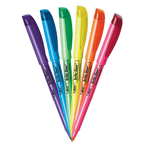 BIC Brite Liner Highlighter, Chisel Tip For Broad Highlighting and Fine Underlining, Assorted Colors, 12-Count (Pack of 18, 216 Count Total) - color: Assorted, size: 12 Count (Pack of 18)