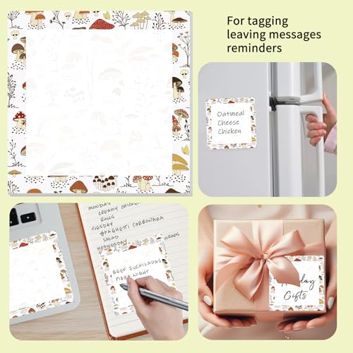 Cute Sticky Notes 3 x 3 in, 2 Pack Self Stick Note Pads with Fun Patterns, Strong Adhesive Memo Pads for Office School Home, 80 Sheets per Pad Cute Mushroom - color: Cute Mushroom