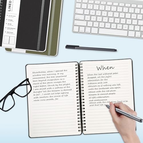 Lined Spiral Journal Notebook, A5 Hardcover Leather Notebook for Work, 5.7''×8.2'', 100GSM Thick Paper Spiral Bound Journaling Notebooks for Women & Men Office School Note Taking Business, Black - color: Black, size: A5