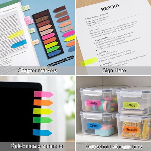 Ericter Arrow Sticky Tabs 1200 PCS, Book Annotation Tabs Writable, Translucent Sticky Notes, Page Flags & Sticky Bookmarks, Repositionable Arrow Flags Tabs for Books, Study, Office Supplies - color: Neutral Tone, size: 1200
