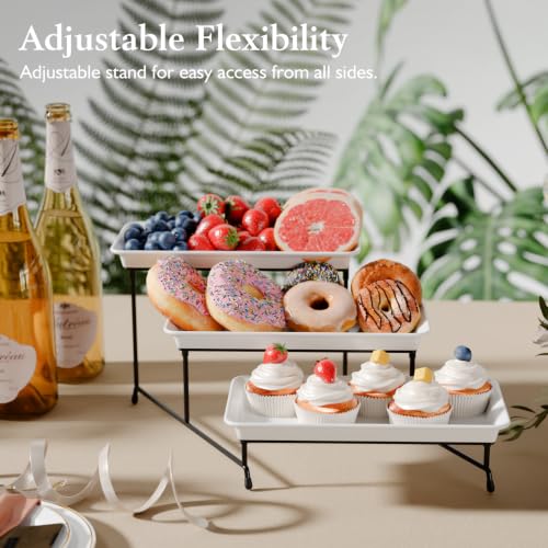Bumusty 3-Tier Melamine Serving Tray Set, 11.5 x 5.6 in, Black Stand - color: Black, size: 11.8" x 5.7"