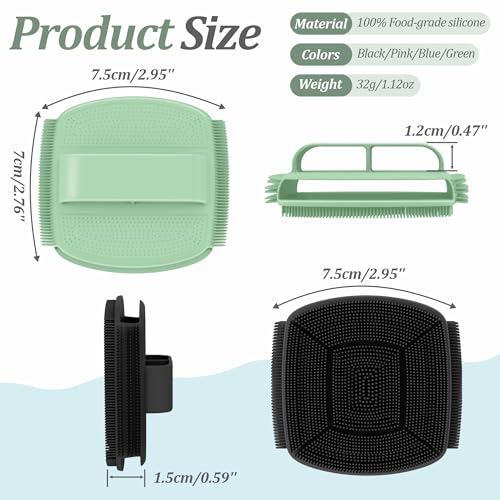 Upgrade Silicone Face Scrubber 2PCS, Soft Facial Cleansing Brush with Unique Side-Bristle Design, Manual Face Brush with Finger-Grip Handle for Gentle Exfoliating & Deep Cleansing(Black+Green) - color: Black+green