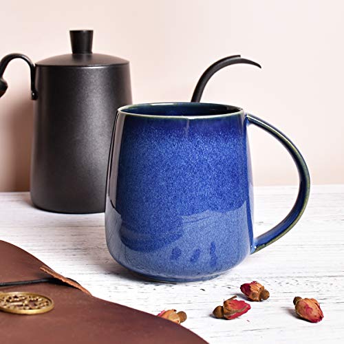 Bosmarlin Ceramic Coffee Mug, Blue Tea Cup for Office and Home, 13 oz, Dishwasher and Microwave Safe, 1 Pack (RoyalBlue(Glossy)) - color: RoyalBlue(Glossy)