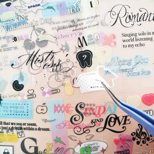 Japanese Stickers Book Set,20 Sheets Kawaii Japanese Scrapbook Stickers for Journaling,Junk Journal,Bullet Journaling,Diary,Scrapbooking Supplies,Calendar(Folded Page Text1) - color: Glimmer