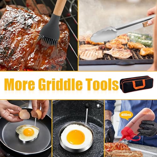 HaSteeL Griddle Accessories, 20Pcs Flat Top Grill Accessories for Camping - style: Wooden handle 20pcs