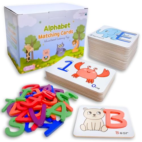 Alphabet Flash Cards for Kids Ages 3-8 – Number and Letter Flash Cards – Montessori Alphabet Puzzle & Matching Game – Letter Recognition for Kindergarten & Preschool Learning