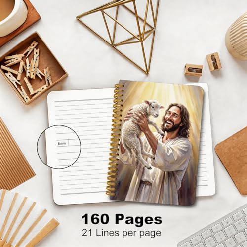 2 Pcs Jesus and Lamb A5 Spiral Notebook Journal, Christian Jesus Gifts - color: Multicolour 0180