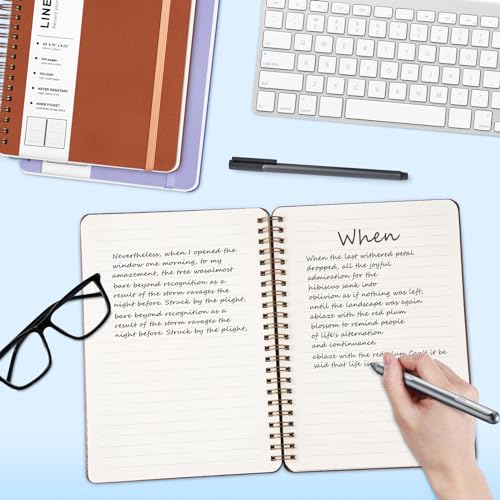 Lined Spiral Notebook for Women, A5 College Ruled Leather Spiral Journals - color: Brown, size: A5