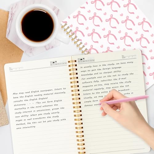 CNhoqc Pink Coquette Journal Notebook, 4 Sets A5 Ballpoint Pen Organza Bag - color: 4-Set Pink Bow