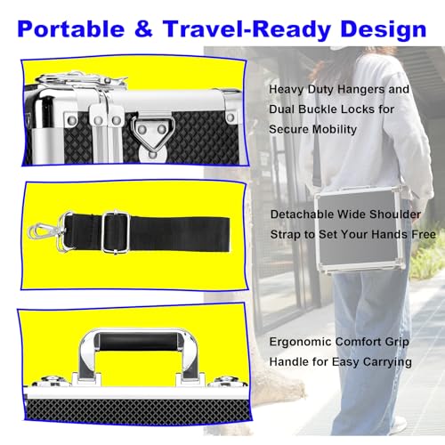 Lockable Trading Sports Card Case Storage Box Holder Organizer - color: Black, size: Medium