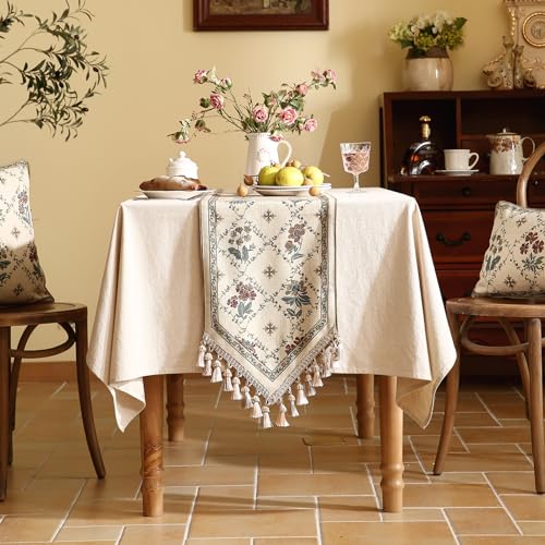 Patdrea Designer French Elegant Linen Table Runner,12"X71"-Audrey A - color: Audrey a Linen, size: 12"*71"