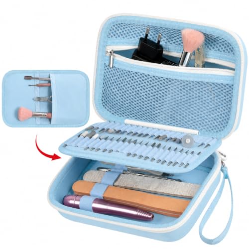 ALKOO 40-Slot Nail Drill Organizer Case with Nail Drill Bit Holder - color: Blue