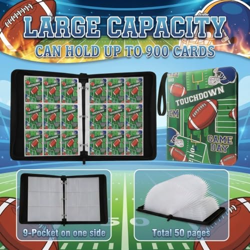 Card Binder 9 Pocket, TouchDown Football, 900 Cards, PU Leather - color: TouchDown Football
