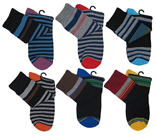 Gilbins Pattern Striped 80% Cotton Dress Socks 6 Pairs,size 10-13 - color: Style 2