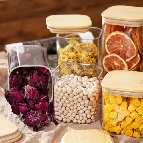 D2scrma 22oz/37oz/50oz Square Glass Storage Containers with Lids 6-Pack - size: 22oz*2/37oz*2/50oz*2