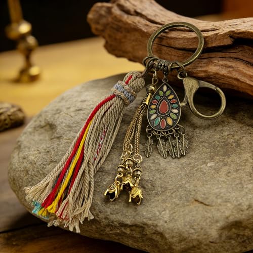 Boho Keychain, Tassels, Purse Charms for Handbags, Gift for Women - color: Bronze