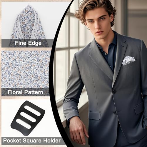 Cotton Floral Handkerchiefs for Men Wedding Evening Daily Work Prom - color: Blue,brown,white