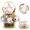 20 Pcs Porcelain Tea Set With Metal Holder,for 6 People,23.7ozTeapot