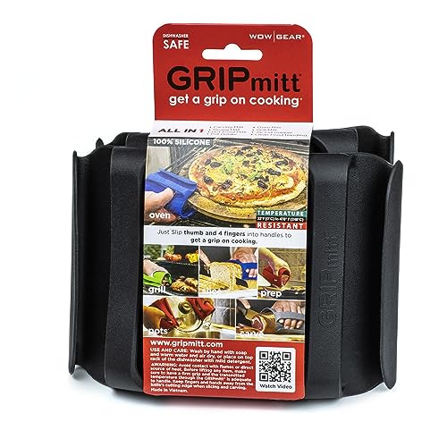 Silicone BBQ & Kitchen Mitt 2-Pack Set (Small/Medium, Black) - color: Black, size: Small/Medium