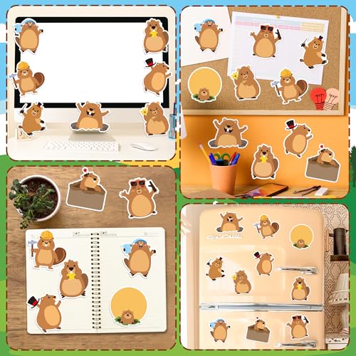 CJiangpo 30Pcs Groundhog Sticky Notes Pads, 600 Sheets Cute Cartoon Self Stick Notepad Memo Pads Funny Page Markers Classroom Rewards for Groundhog Day Party Favors Fillers Gifts - color: Groundhog