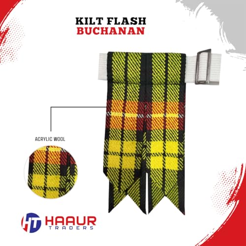 Men's Men's Tartans Kilt Flashes with Heavy Buckle Elastic Adjusters Fit - color: Buchnan