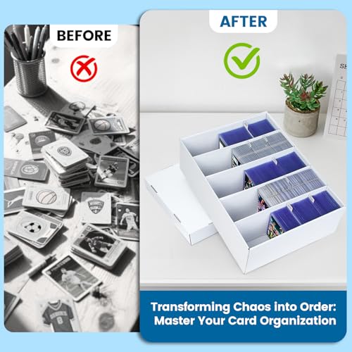 4 Pack Trading Card Storage Box - Holds 800 Top Loaders & 220 One Touch - Cardboard Case with Dividers for Sport Cards (5 Rows) - size: 5 Rows