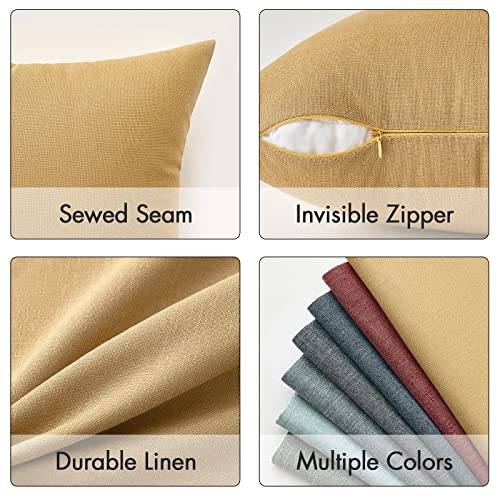 MIULEE Pack of 2 Decorative Linen Burlap Textured Pillow Covers Farmhouse Boho Accent Pillowcases Spring Home Decor for Couch Sofa Bedroom Living Room 18x18 Inch Mustard Yellow - color: Mustard Yellow, size: 18" x 18" (Pack of 2)