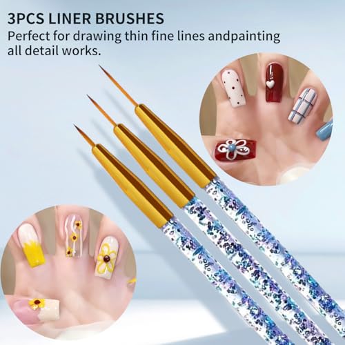 31PCS Nail Art Brush Set, Liner, Dotting, Fan & Flat Brushes - color: Gray