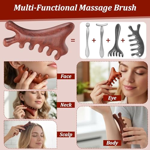 3 Pack Wooden Massager Comb Gua Sha Scraping Massages