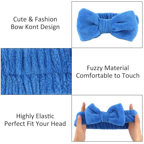 10 Pack Royal Blue Soft Spa Headbands Bulk for Women Girls - color: Dark blue