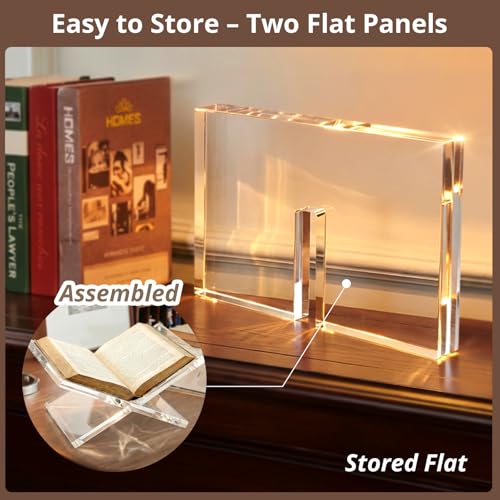 Acrylic Book Stand 12×8×6, Clear 8 mm Thick Book Holder & Display Stand for Cookbooks, Bibles, Art Books, Recipe Books, Photo Albums, Desk Reading & Coffee Table Décor - size: 8mm Thick-12*8*6in