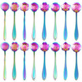 16 Pieces Flower Spoon Coffee Teaspoon Set, PBIEHSR Stainless Steel Coffee Tea Spoons for Drink Mixing Milkshake Jam - style: Multicolor