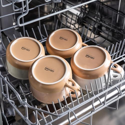 GBhome Ceramic Soup Mugs with Handles and Lids,24 OZ Soup Cups Set of 2 - color: White & Orange