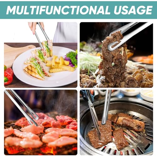 meekoo 6 Pcs Stainless Steel Korean BBQ Grill Tongs - size: 9.5 Inches