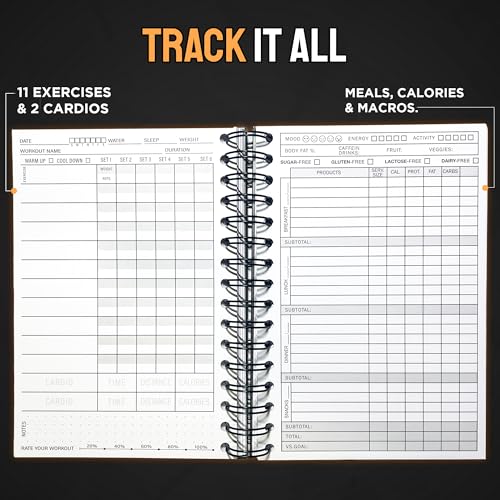 Nextnoid Hardcover Fitness & Food Journal - Workout & Meal Planner Notebook for Women & Men - A5 Sturdy Food Tracker Journal to Track Diet, Gym & Home Workouts - Beige - color: C.Beige, style: Fitness & Meal