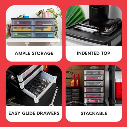 IRIS USA 3-Drawer Medium Plastic Stacking Desktop Organizer, Black - color: Black, style: Medium - 1 Pack