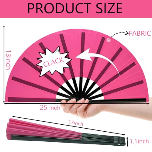10 PCS Boots on The Ground Hand Fan Bulk - Rave Fans 13 Inch Large Clacking Fans for Line Dancing Make Loud Sounds for Party - color: Pink