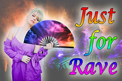 OMyTea Large Rave Folding Hand Fan for Men/Women - Chinese/Japanese Kung Fu Tai Chi Handheld Fan with Fabric Case - for Performance, Decorations, Dancing, Festival, Gift (Galaxy Nebula) - color: Nebula