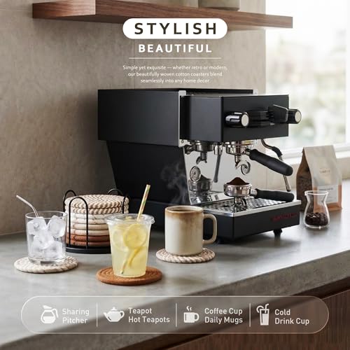 Lazebox Coasters Set of 8 for Drinks, 4 Inch Large Coasters for Coffee Table, Tabletop Protection for Hot & Cold Drinks, Versatile Coasters for Home Decor, Non-Slip & Easy to Clean, Coffee - color: Coffee