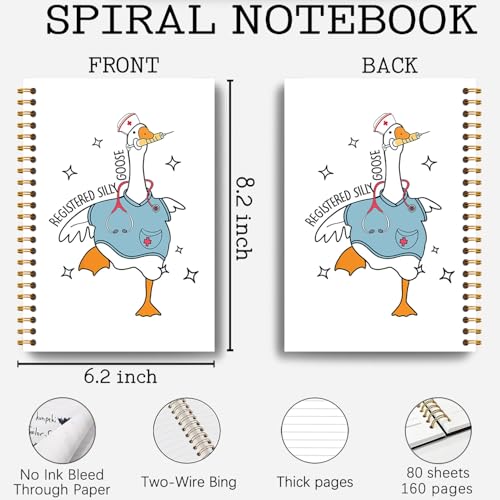 Funny Registered Nurse RN Gifts Notebook, Nurse Appreciation Gifts Journal, Nurses Week Day Gift, Registered Nursing Goose Hardcover Spiral Notebooks 5.5x8.3 Inch - color: Section 10
