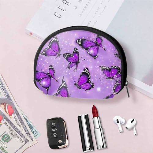 IBILIU Small Coin Purse Crytal Butterfly Purple Mini Wallet Coin Pouch Change Purse For Women Men - color: Coinp-002