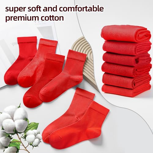 Corlap Women's Thin Above Ankle Socks-6Pairs Cotton Bootie Dress Crew Socks - color: 6 Pairs Red, size: 6-9